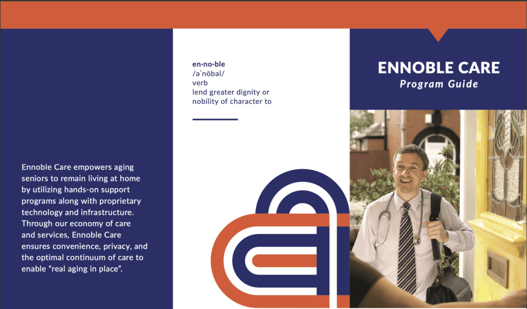 This is a photograph of Ennoble Care's services guide.
