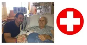 This is a picture of Ryan Miner and his late grandfather, Carroll Richard Hann, at Sinai Hospital in Baltimore, Maryland.