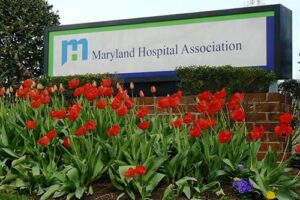 A photograph of the Maryland Hospital Association's sign. 