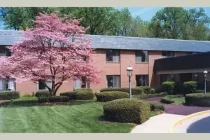 This is an external photograph of Carriage Hill Bethesda, a Montgomery County nursing home. 