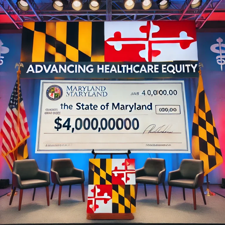 This is an AI generated image that shows a check from the federal government for $4 million to fund the AHEAD healthcare program in Maryland.