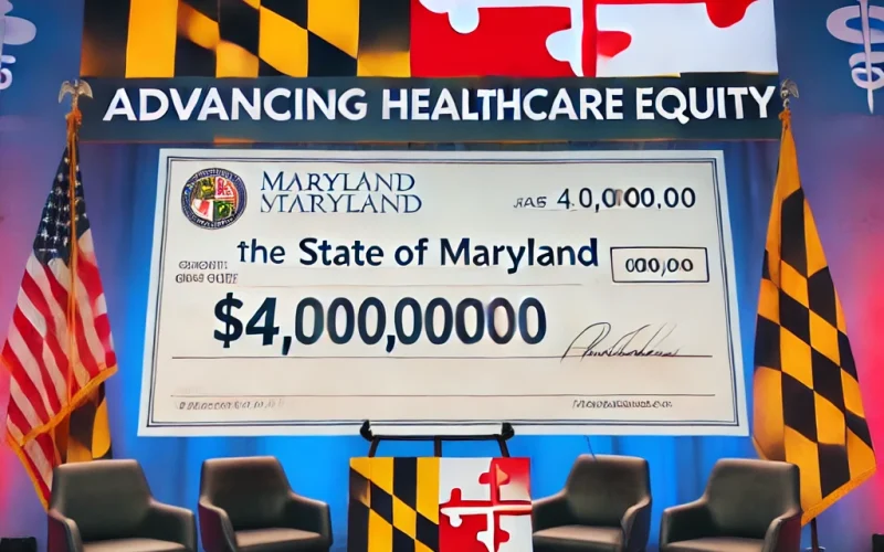 This is an AI generated image that shows a check from the federal government for $4 million to fund the AHEAD healthcare program in Maryland.