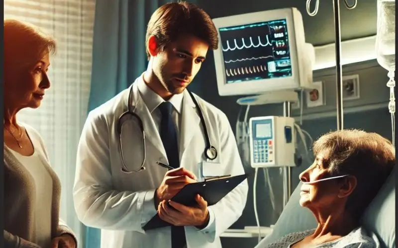 This AI image depicts a Maryland surrogate decision maker at a hospital setting making a healthcare decision for their loved one.