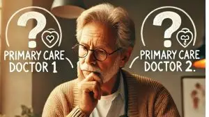 This is an AI-generated image of an older adult determining if he can have two primary care providers.