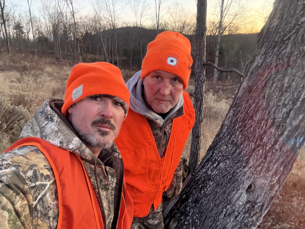 This is a photograph of Ryan Miner and his father, Bryan Miner, on Saturday, November 29, 2025, in the Green Ridge Mountains.